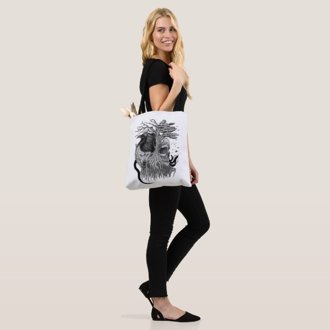 Wolf and Raven with Skull Tote Bag (On Model)