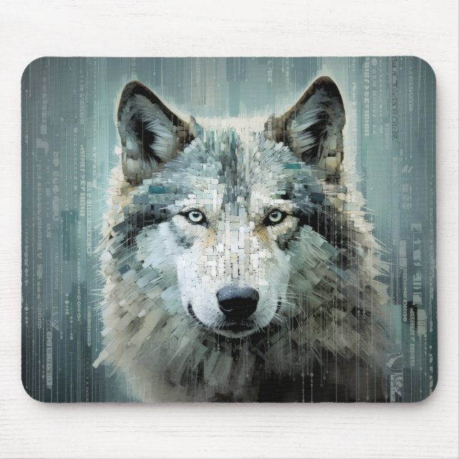 Wolf Animal Art Decor Paint Mosaic  Mouse Pad (Front)