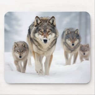 Wolf Animal Family Wandering Nature Out Mouse Pad