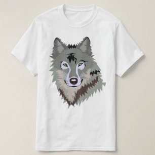 Wolf Animal Happy grey tee