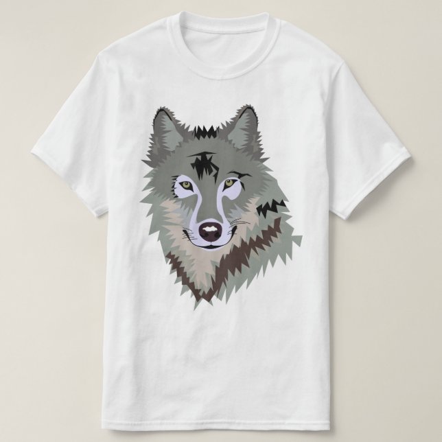 Wolf Animal Happy grey tee (Design Front)
