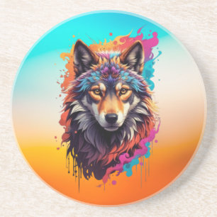 Wolf Animal Logo Design-87694 Coaster