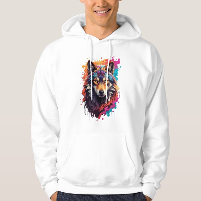 Wolf Animal Logo Design-87694 Hoodie (Front)
