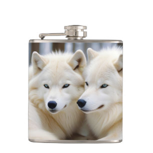 Wolf Animal Nature Wildlife Affection Caring Hip Flask