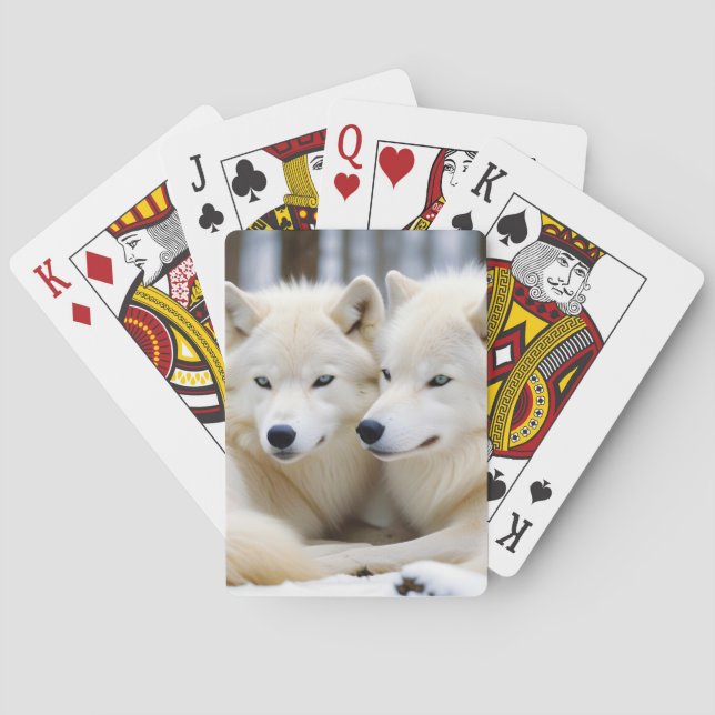 Wolf Animal Nature Wildlife Affection Caring Playing Cards (Back)