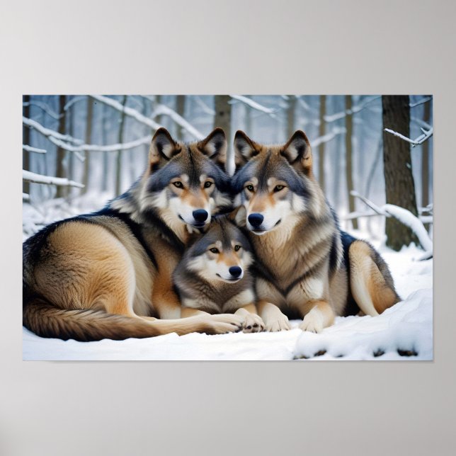 Wolf Animal Nature Wildlife Affection Caring Poster (Front)