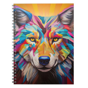 Wolf Animal Portrait Colourful Painting Notebook