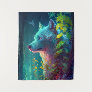 Wolf Animal Portrait Painting Wildlife Outdoors  Tapestry