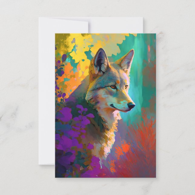 Wolf Animal Portrait Painting Wildlife Outdoors  Thank You Card (Front)