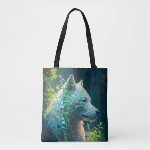 Wolf Animal Portrait Painting Wildlife Outdoors  Tote Bag