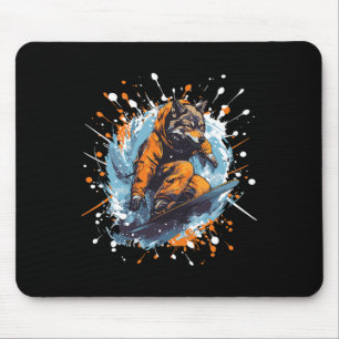Wolf Animal Snowboarding Cool Snowboard Mouse Pad