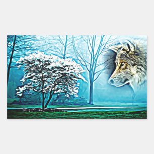 Wolf Animal Spirit Forest Landscape Abstract art Sticker