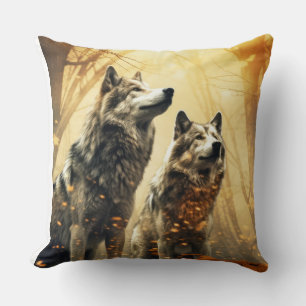 Wolf Animal Wildlife Wilderness Colourful Wall Art Throw Pillow