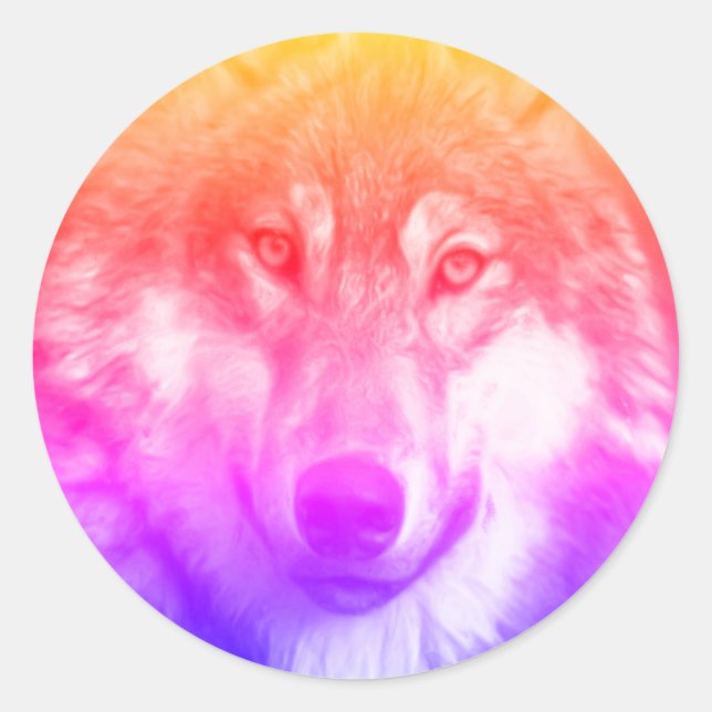 Wolf art classic round sticker (Front)