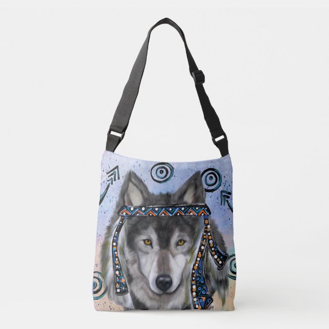  Wolf Art Crossbody Bag (Front)