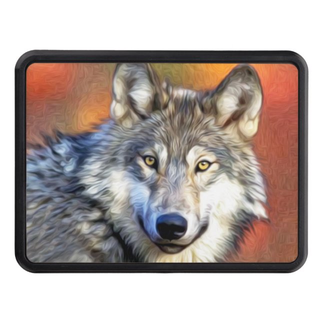 Wolf Art Painting Trailer Hitch Cover (Front)