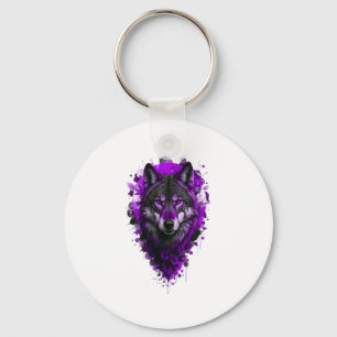 Wolf Art - Purple Sticker  Keychain