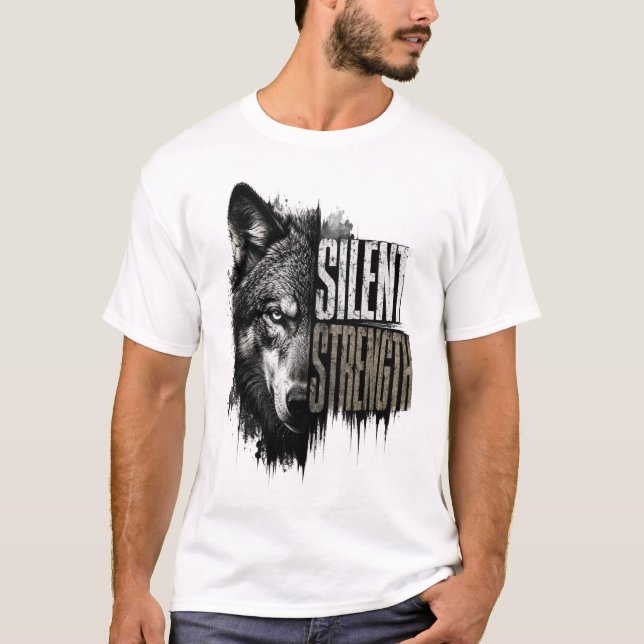 Wolf Art T-Shirt | Silent Strength | Lone Wolf Vin (Front)