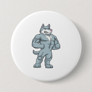 Wolf as Bodybuilder extreme 3 Inch Round Button