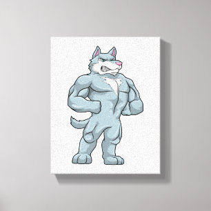 Wolf as Bodybuilder extreme Canvas Print