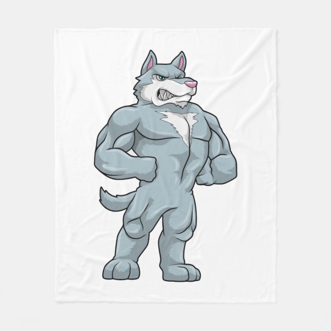 Wolf as Bodybuilder extreme Fleece Blanket (Front)