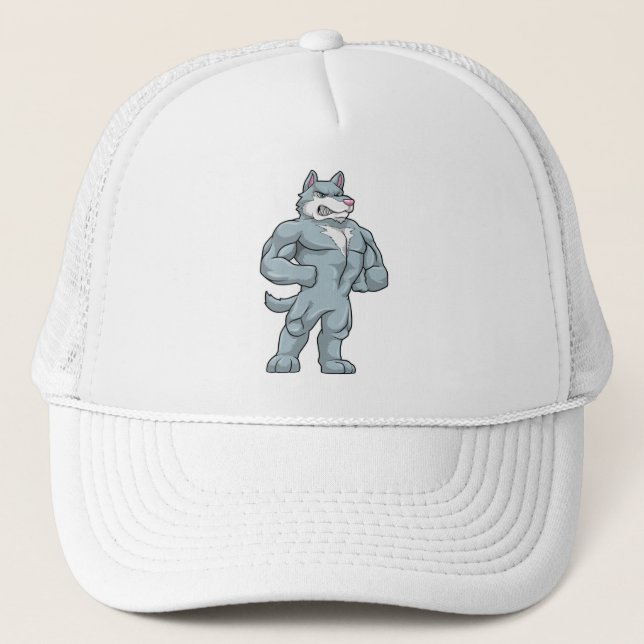 Wolf as Bodybuilder extreme Trucker Hat (Front)