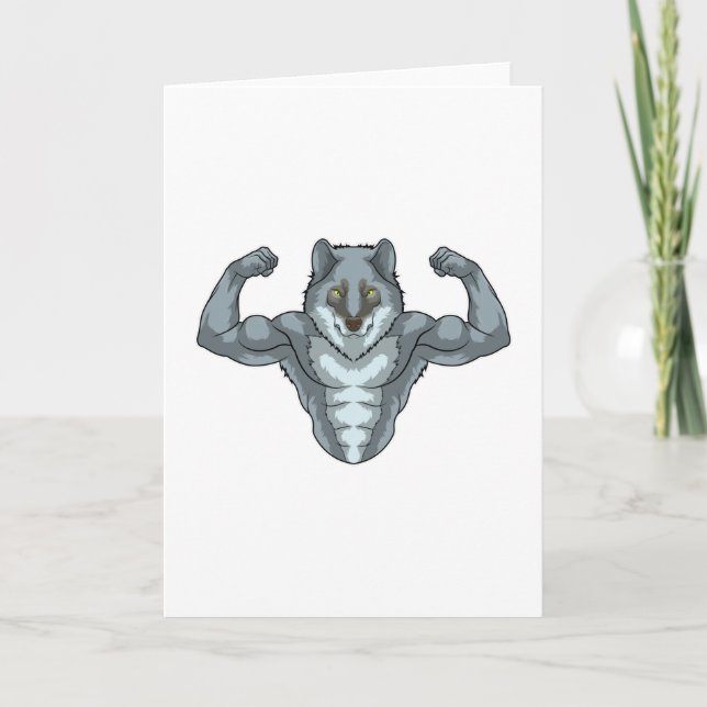 Wolf as Bodybuilder with big Muscles Card (Front)