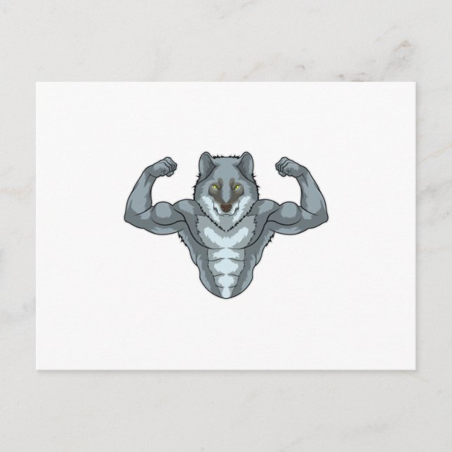 Wolf as Bodybuilder with big Muscles Postcard (Front)