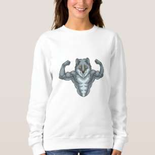 Wolf as Bodybuilder with big Muscles Sweatshirt