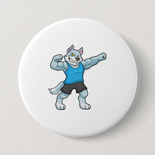 Wolf as Bodybuilder with big Upper arms 3 Inch Round Button