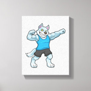 Wolf as Bodybuilder with big Upper arms Canvas Print