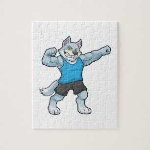 Wolf as Bodybuilder with big Upper arms Jigsaw Puzzle
