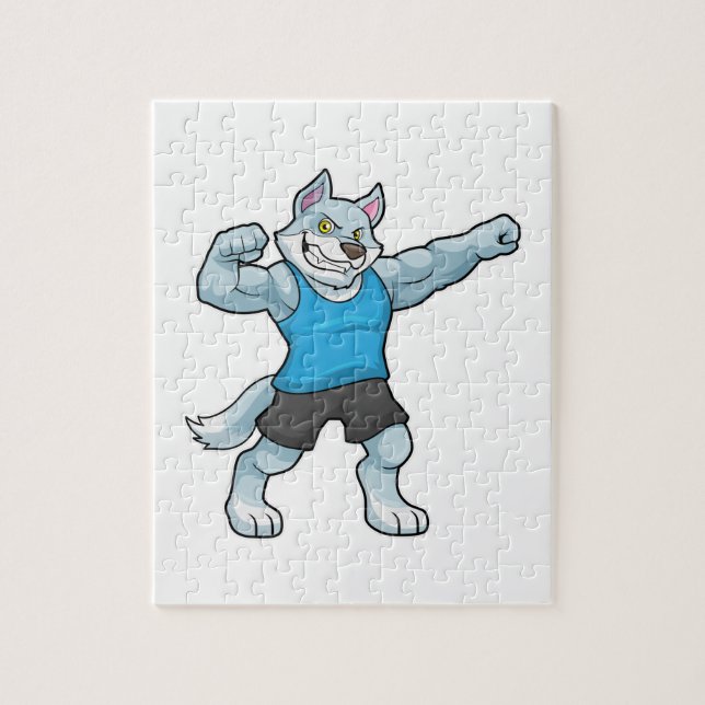 Wolf as Bodybuilder with big Upper arms Jigsaw Puzzle (Vertical)