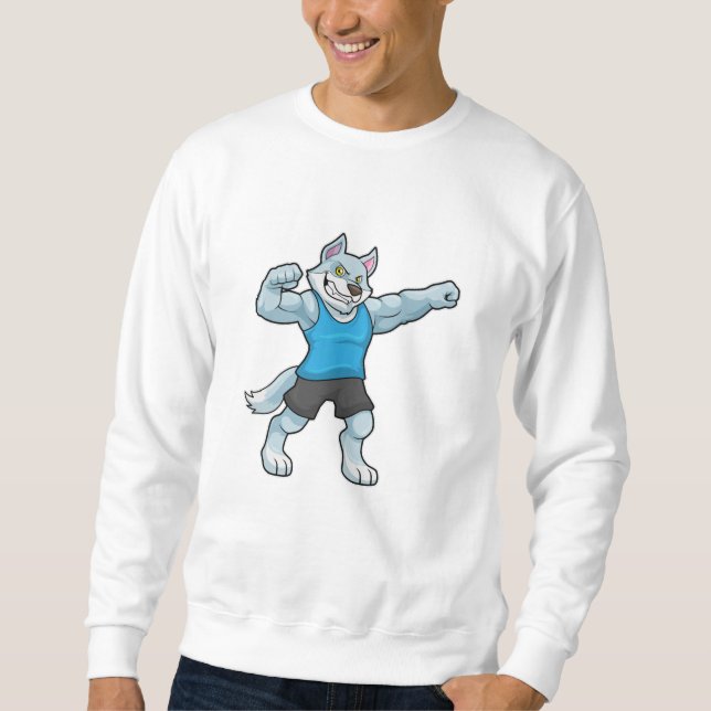 Wolf as Bodybuilder with big Upper arms Sweatshirt (Front)