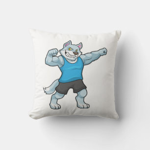 Wolf as Bodybuilder with big Upper arms Throw Pillow