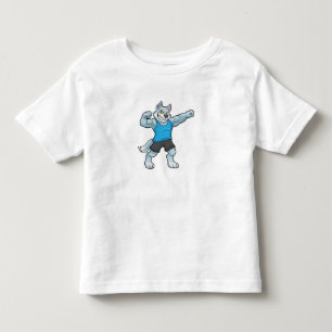 Wolf as Bodybuilder with big Upper arms Toddler T-shirt