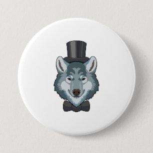 Wolf as Groom with Bow 3 Inch Round Button
