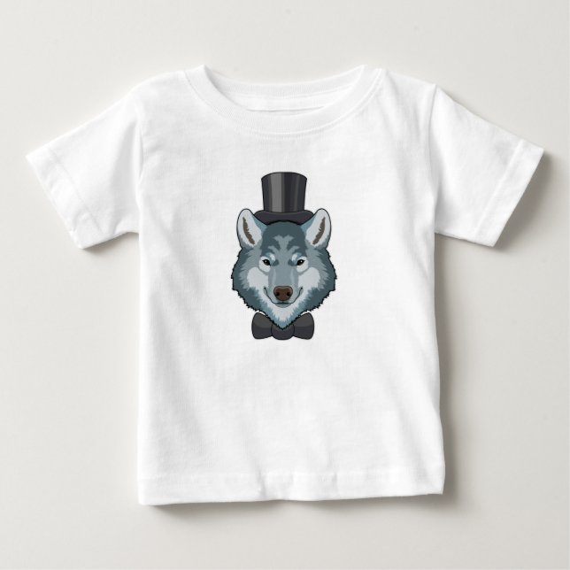 Wolf as Groom with Bow Baby T-Shirt (Front)
