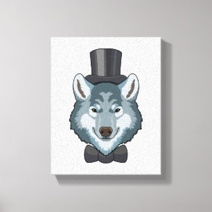 Wolf as Groom with Bow Canvas Print