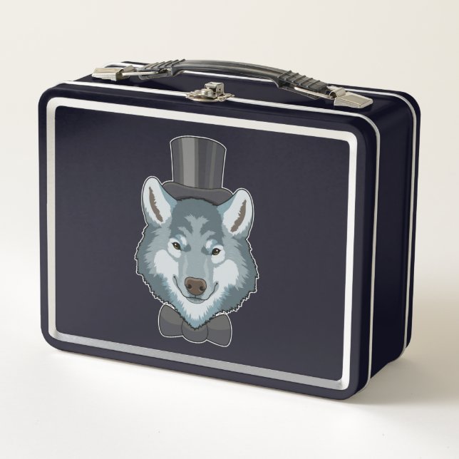 Wolf as Groom with Bow Metal Lunch Box (Front)