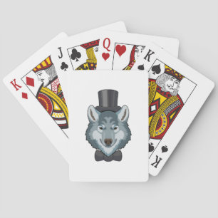 Wolf as Groom with Bow Playing Cards