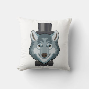Wolf as Groom with Bow Throw Pillow