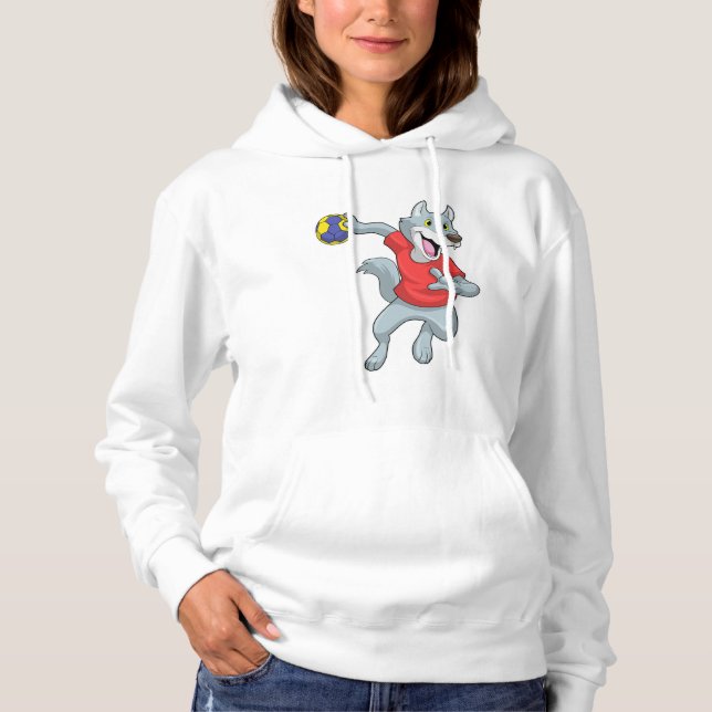 Wolf as Handball player with Handball Hoodie (Front)