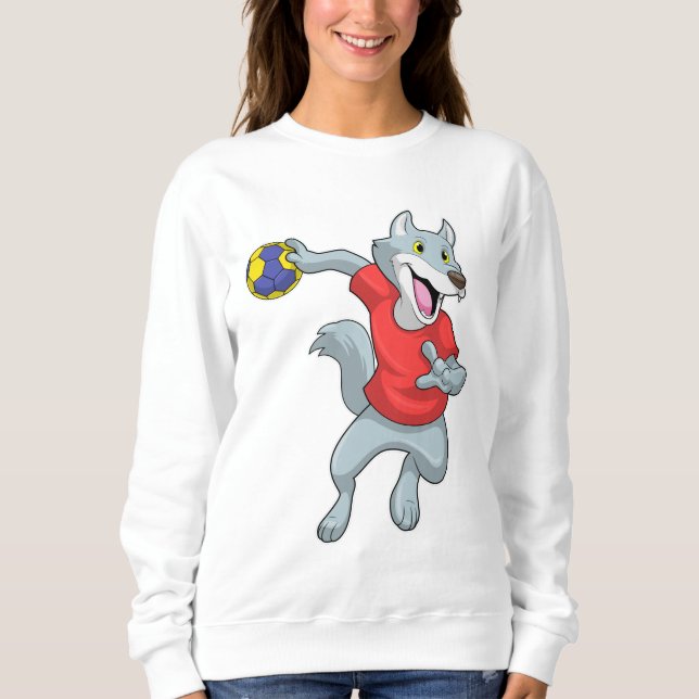 Wolf as Handball player with Handball Sweatshirt (Front)