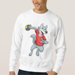 Wolf as Handball player with Handball Sweatshirt