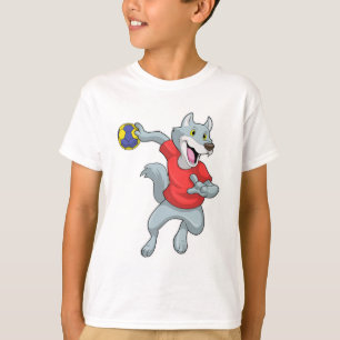 Wolf as Handball player with Handball T-Shirt