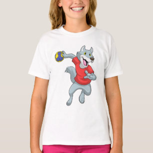 Wolf as Handball player with Handball T-Shirt