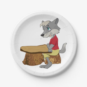 Wolf At A Table Paper Plates