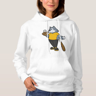Wolf at Baseball with Baseball bat Hoodie