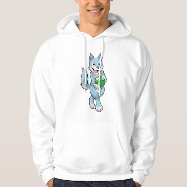 Wolf at Bowling with Bowling ball Hoodie (Front)